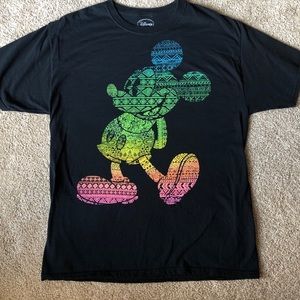 Black Mickey Mouse Aztec T-shirt Large Disney